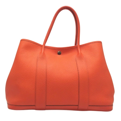 Hermes Hermès Garden Party Orange Leather Tote Bag ()
