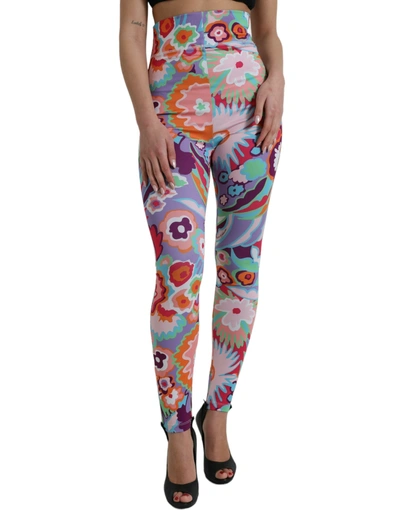 Dolce & Gabbana Multicolor Floral High Waist Leggings Trousers