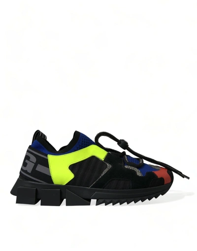 Dolce & Gabbana Multicolor Sorrento Lace Up Men Sneakers Shoes In Black