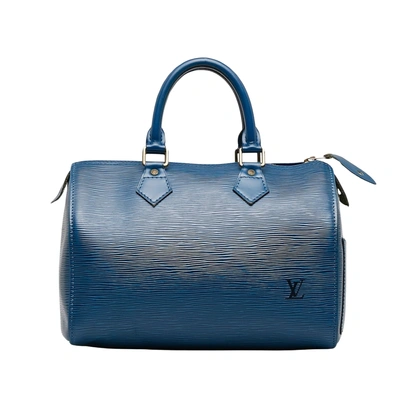 Pre-owned Louis Vuitton Speedy 25 Blue Leather Clutch Bag ()