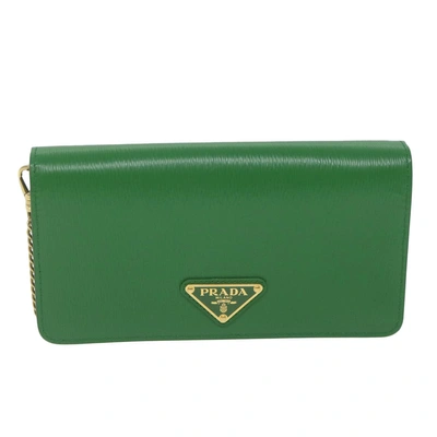 Prada Vitello Move Keychain Green Leather Shoulder Bag ()