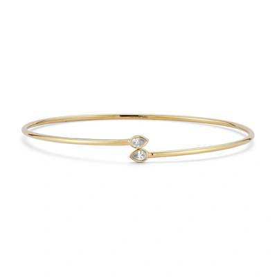 Dana Rebecca Designs Taylor Elaine Bezel Teardrop Bypass Cuff In Yellow Gold