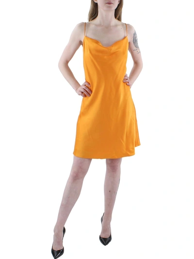 Alice And Olivia Harmony Womens Satin Mini Slip Dress In Orange