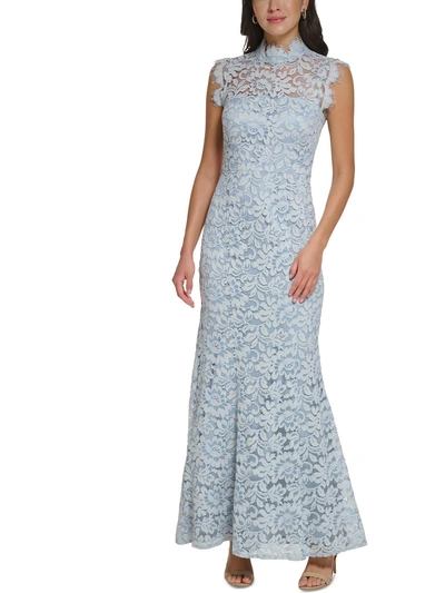 Eliza J Womens Lace Long Evening Dress In Blue