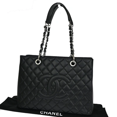Pre-owned Chanel Gst (grand Shopping Tote) Pony-style Calfskin Handbag () In Black