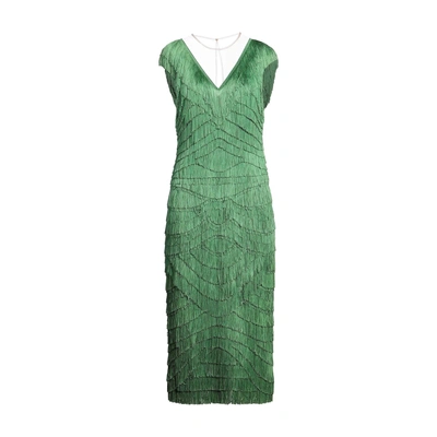 Dolce & Gabbana Fringed Midi Dress In Green