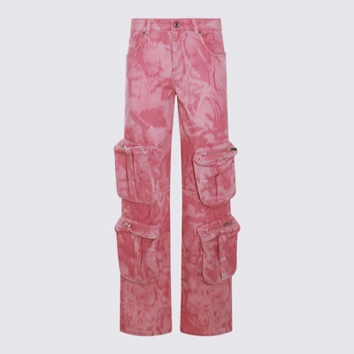 Blumarine Pink Cotton Blend Cargo Jeans In Rose Wine/wild Rose