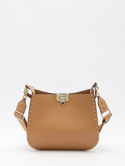 Valentino Garavani Hobo Rockstud Bag In Brown