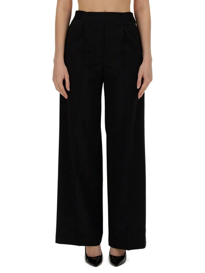 Msgm Wide Leg Trousers In Black