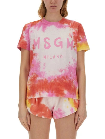 Msgm Tie-dye T-shirt In Multicolour