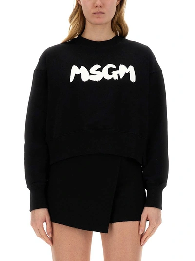 Msgm Sweatshirt With Logo In Black
