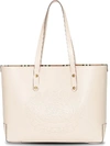 Burberry Embossed Crest Small Leather Tote In Neutrals