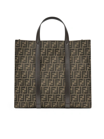 Fendi Men Ff Jacquard Fabric Bag In Black