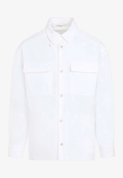 Valentino 3d Floral-detail Overshirt In White
