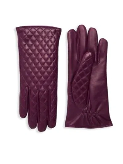 Portolano Quilted Leather Gloves In Potent Purple