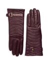 Portolano Quilted Leather Gloves In Aubergine