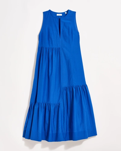 Billy Reid Patch Tiered Dress In Cobalt Blue