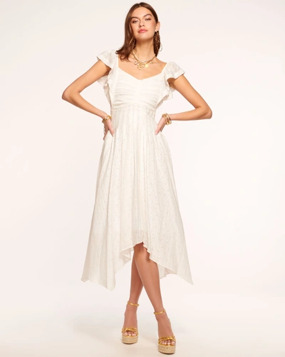 Ramy Brook Bria Smocked Midi Dress In White Burnout