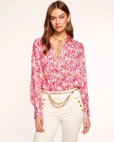 Ramy Brook Melina Button Down Top In Rose Tile