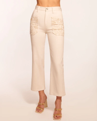 Ramy Brook Talia Embellished Cropped Jean In Sandstone Patchwork