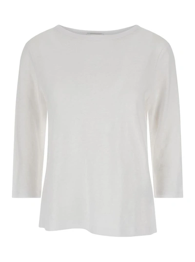 Allude White Shirt With Boart Neckline In Linen Woman