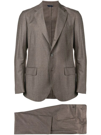 Tombolini Woven Formal Suit In Brown