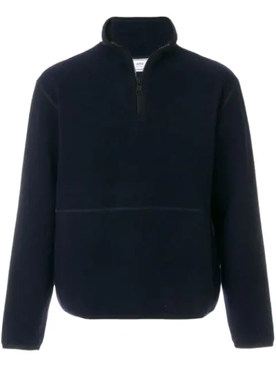Ami Alexandre Mattiussi Half Zipped Sweatshirt In Blue
