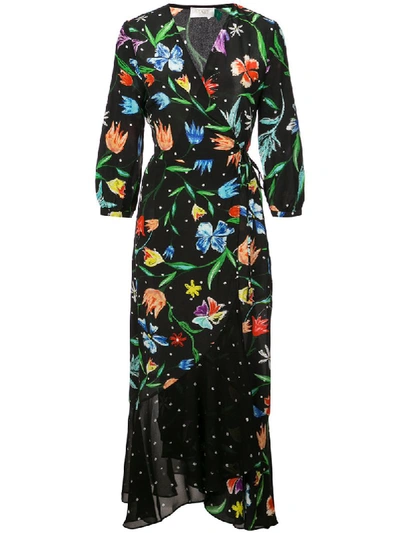 Rixo London Noleen Floral-print Silk Midi Dress In Black