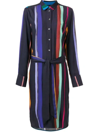 Paul Smith Belted Shirt Dress In Blue
