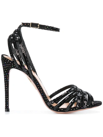 Aquazzura Strappy Open Toe Sandals - Black