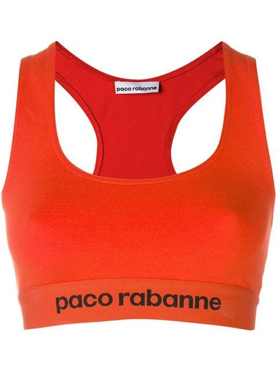 Paco Rabanne Logo Embroidered Sports Top - Yellow