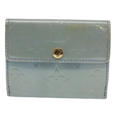 Pre-owned Louis Vuitton Porte Monnaie Ludlow Patent Leather Wallet () In Blue