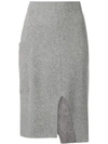 Pringle Of Scotland Asymmetric Ribbed Knit Skirt - Grey