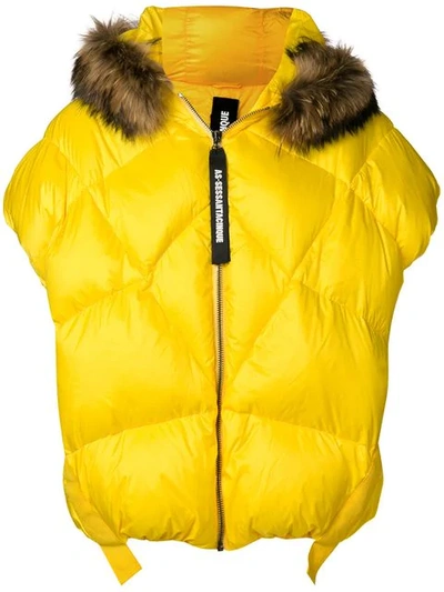 As65 Fur Trimmed Gilet In Yellow