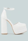 London Rag Tempt Me Croc Textured High Heeled Block Sandals In White