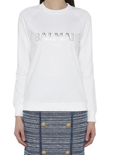 Balmain Logo Sweater In White