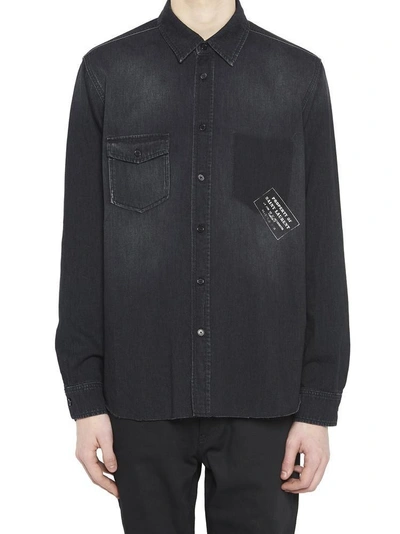 Saint Laurent Washed Denim Shirt In Black