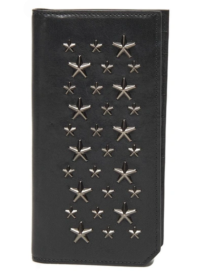 Jimmy Choo Cooper Star Studded Continental Wallet In Black