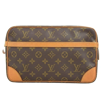 Pre-owned Louis Vuitton Compiegne 28 Canvas Clutch Bag () In Brown