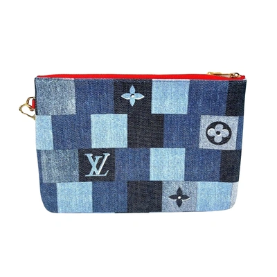 Pre-owned Louis Vuitton Pochette Neverfull - Jeans Clutch Bag () In Blue
