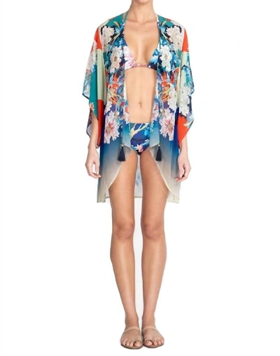 Johnny Was Marritt Short Kimono In Multi In Blue