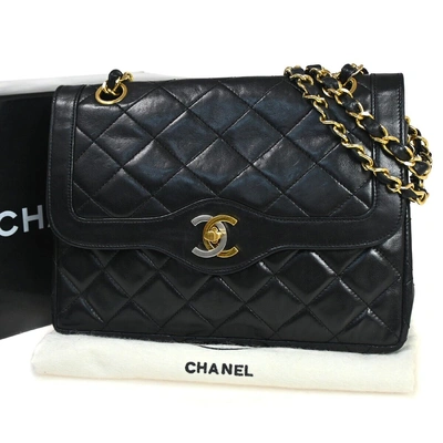 Pre-owned Chanel Mini Matelassé Leather Shoulder Bag () In Black
