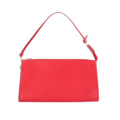 Pre-owned Louis Vuitton Pochette Accessoire Leather Clutch Bag () In Red