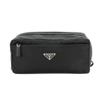 Prada Saffiano Synthetic Clutch Bag () In Black