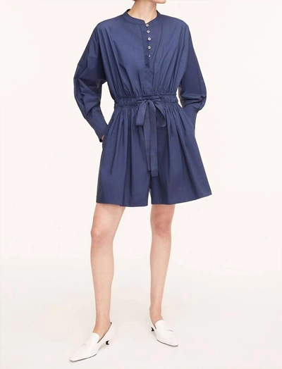 Rebecca Taylor Poplin Long Sleeve Romper In Royal Blue