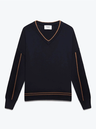 Wax London Men's Clarence V Neck Jumper In Navy In Blue