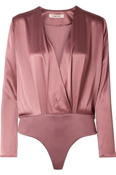 Cushnie Et Ochs Wrap-effect Silk-charmeuse Bodysuit In Antique Rose