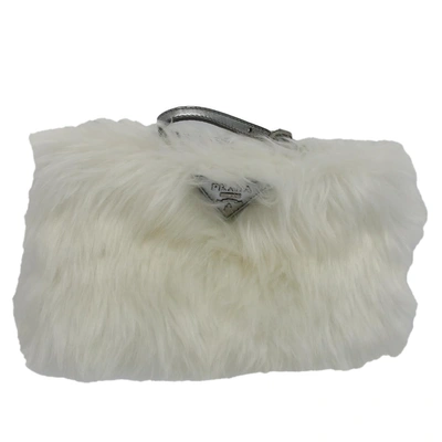Prada Fur Clutch Bag () In White