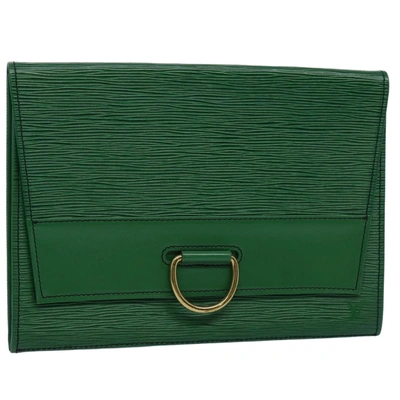 Pre-owned Louis Vuitton Léna Leather Clutch Bag () In Green
