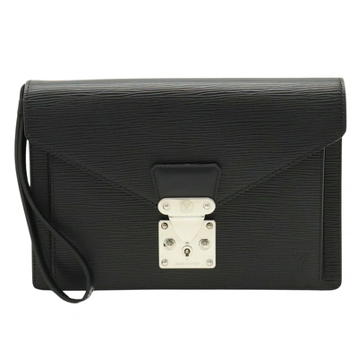 Pre-owned Louis Vuitton Sellier Drangonne Leather Clutch Bag () In Black